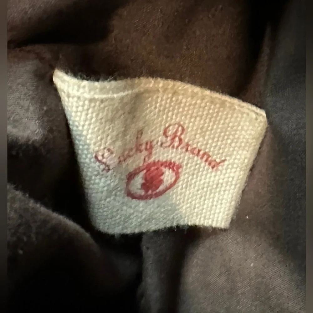 Lucky Brand Brown Italian Leather Shoulder Bag Double Handle Fold Over Closure - Picture 6 of 16